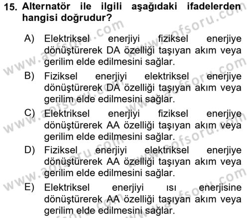 Devre Analizi Dersi 2016 - 2017 Yılı 3 Ders Sınav Soruları 15. Soru