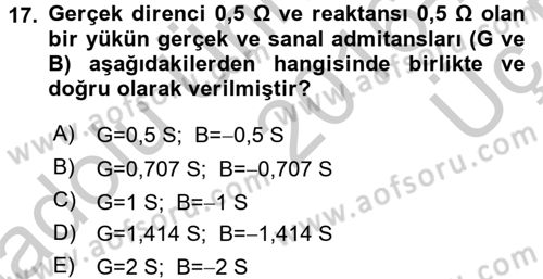 Devre Analizi Dersi 2016 - 2017 Yılı 3 Ders Sınav Soruları 17. Soru