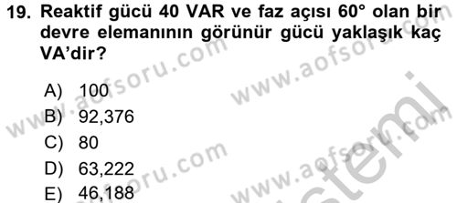 Devre Analizi Dersi 2016 - 2017 Yılı 3 Ders Sınav Soruları 19. Soru
