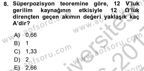 Devre Analizi Dersi 2016 - 2017 Yılı 3 Ders Sınav Soruları 8. Soru