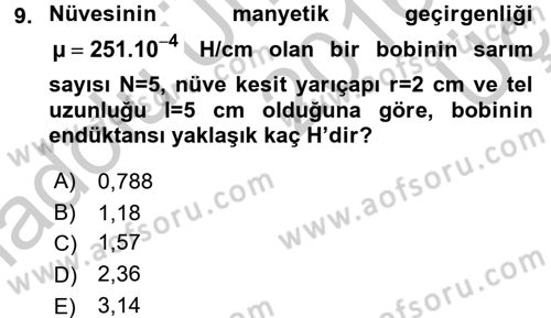 Devre Analizi Dersi 2016 - 2017 Yılı 3 Ders Sınav Soruları 9. Soru