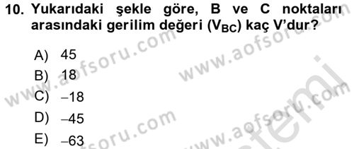 Devre Analizi Dersi 2016 - 2017 Yılı (Vize) Ara Sınav Soruları 10. Soru