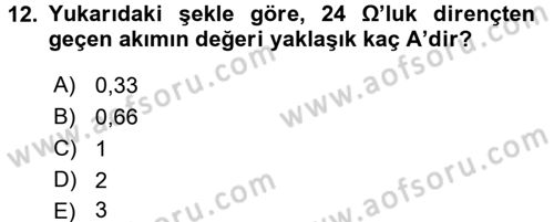 Devre Analizi Dersi 2016 - 2017 Yılı (Vize) Ara Sınav Soruları 12. Soru