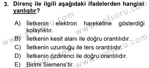 Devre Analizi Dersi 2016 - 2017 Yılı (Vize) Ara Sınav Soruları 3. Soru