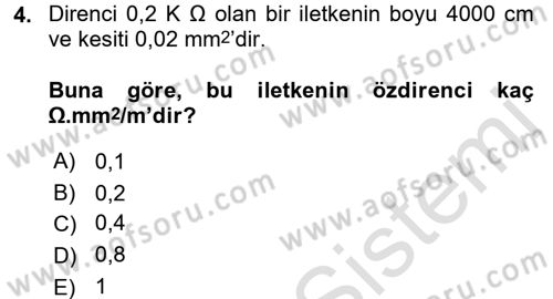 Devre Analizi Dersi 2016 - 2017 Yılı (Vize) Ara Sınav Soruları 4. Soru