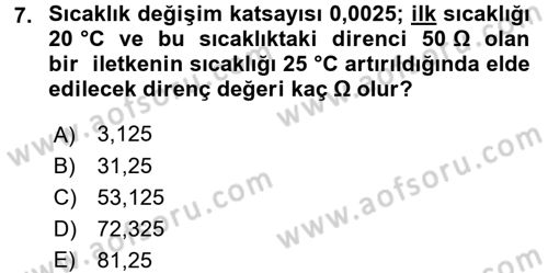 Devre Analizi Dersi 2016 - 2017 Yılı (Vize) Ara Sınav Soruları 7. Soru