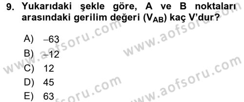 Devre Analizi Dersi 2016 - 2017 Yılı (Vize) Ara Sınav Soruları 9. Soru