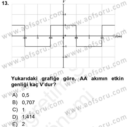 Devre Analizi Dersi 2016 - 2017 Yılı (Final) Dönem Sonu Sınav Soruları 13. Soru