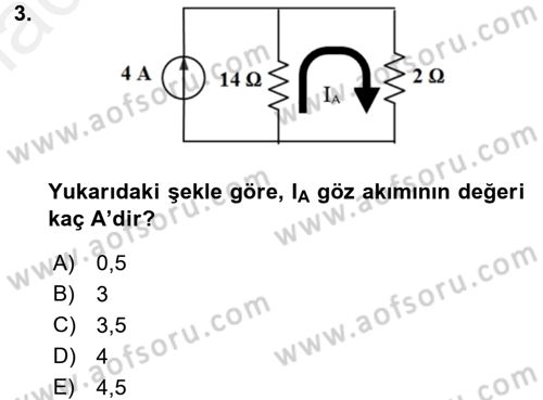 Devre Analizi Dersi 2016 - 2017 Yılı (Final) Dönem Sonu Sınav Soruları 3. Soru