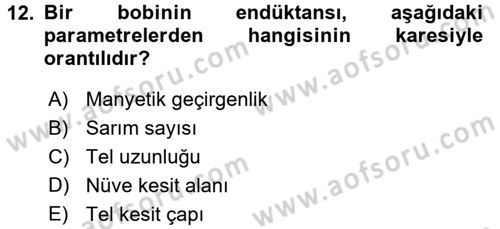 Devre Analizi Dersi 2017 - 2018 Yılı 3 Ders Sınav Soruları 12. Soru