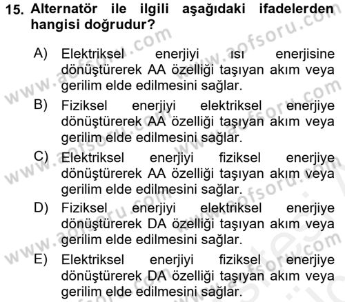 Devre Analizi Dersi 2017 - 2018 Yılı 3 Ders Sınav Soruları 15. Soru