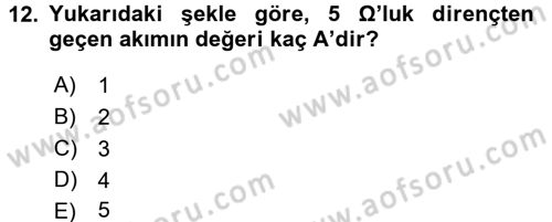 Devre Analizi Dersi 2017 - 2018 Yılı (Vize) Ara Sınav Soruları 12. Soru