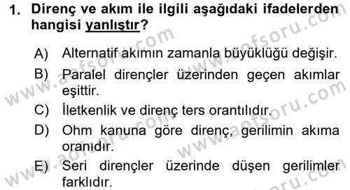 Devre Analizi Dersi 2017 - 2018 Yılı (Final) Dönem Sonu Sınav Soruları 1. Soru
