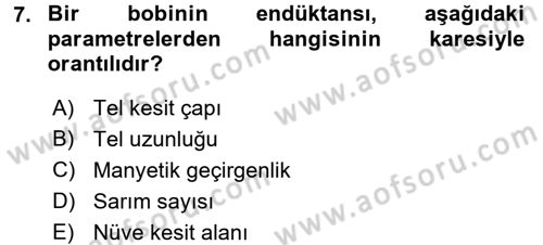 Devre Analizi Dersi 2017 - 2018 Yılı (Final) Dönem Sonu Sınav Soruları 7. Soru