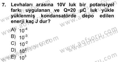 Enerji Yönetimi ve Politikaları Dersi 2012 - 2013 Yılı (Vize) Ara Sınav Soruları 7. Soru