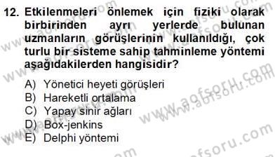 Enerji Yönetimi ve Politikaları Dersi 2012 - 2013 Yılı (Final) Dönem Sonu Sınav Soruları 12. Soru