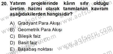 Enerji Yönetimi ve Politikaları Dersi 2014 - 2015 Yılı (Vize) Ara Sınavı 20. Soru