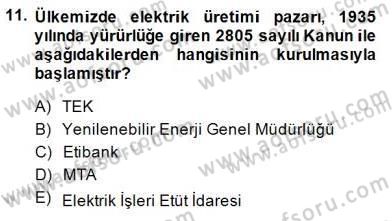 Enerji Yönetimi ve Politikaları Dersi 2014 - 2015 Yılı (Final) Dönem Sonu Sınav Soruları 11. Soru