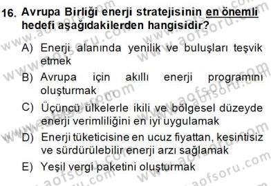 Enerji Yönetimi ve Politikaları Dersi 2014 - 2015 Yılı (Final) Dönem Sonu Sınav Soruları 16. Soru