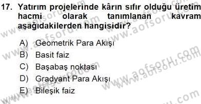 Enerji Yönetimi ve Politikaları Dersi 2015 - 2016 Yılı (Vize) Ara Sınav Soruları 17. Soru