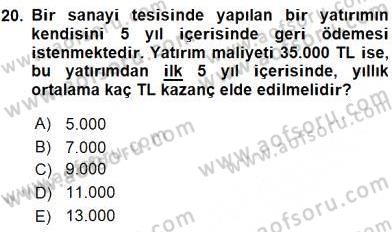 Enerji Yönetimi ve Politikaları Dersi 2016 - 2017 Yılı (Vize) Ara Sınav Soruları 20. Soru