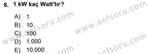Enerji Yönetimi ve Politikaları Dersi 2017 - 2018 Yılı 3 Ders Sınav Soruları 6. Soru