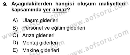 Enerji Yönetimi ve Politikaları Dersi 2017 - 2018 Yılı 3 Ders Sınav Soruları 9. Soru