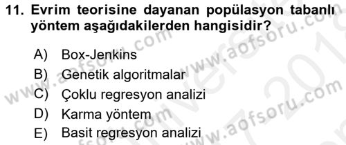Enerji Yönetimi ve Politikaları Dersi 2017 - 2018 Yılı (Final) Dönem Sonu Sınav Soruları 11. Soru