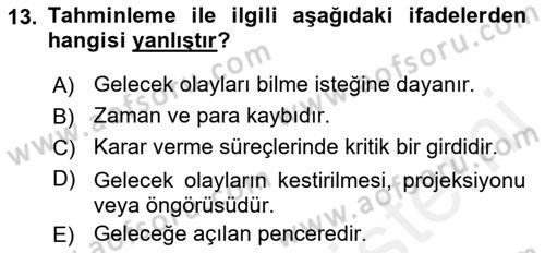 Enerji Yönetimi ve Politikaları Dersi 2017 - 2018 Yılı (Final) Dönem Sonu Sınav Soruları 13. Soru
