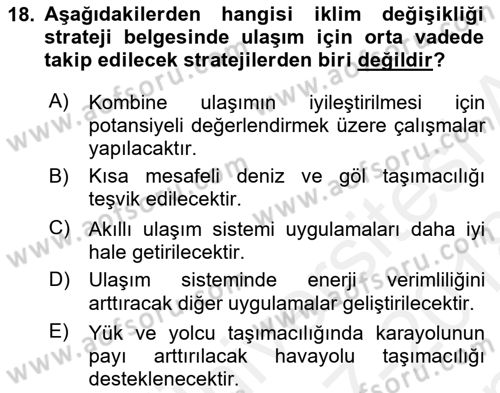 Enerji Yönetimi ve Politikaları Dersi 2017 - 2018 Yılı (Final) Dönem Sonu Sınav Soruları 18. Soru