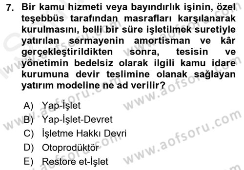 Enerji Yönetimi ve Politikaları Dersi 2017 - 2018 Yılı (Final) Dönem Sonu Sınav Soruları 7. Soru