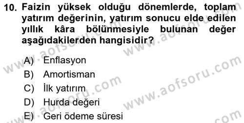 Enerji Yönetimi ve Politikaları Dersi 2018 - 2019 Yılı 3 Ders Sınav Soruları 10. Soru