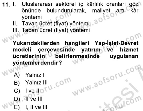 Enerji Yönetimi ve Politikaları Dersi 2018 - 2019 Yılı 3 Ders Sınav Soruları 11. Soru