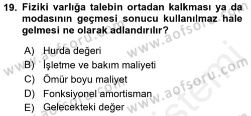 Enerji Yönetimi ve Politikaları Dersi 2018 - 2019 Yılı (Vize) Ara Sınav Soruları 19. Soru