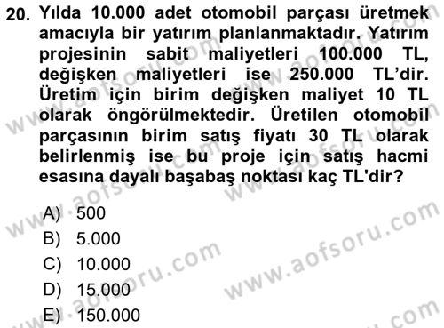 Enerji Yönetimi ve Politikaları Dersi 2018 - 2019 Yılı (Vize) Ara Sınav Soruları 20. Soru