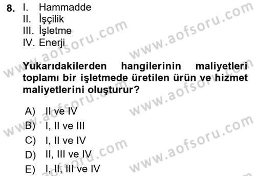 Enerji Yönetimi ve Politikaları Dersi 2018 - 2019 Yılı (Vize) Ara Sınav Soruları 8. Soru