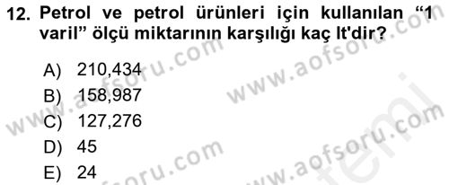 Enerji Yönetimi ve Politikaları Dersi 2018 - 2019 Yılı (Final) Dönem Sonu Sınav Soruları 12. Soru