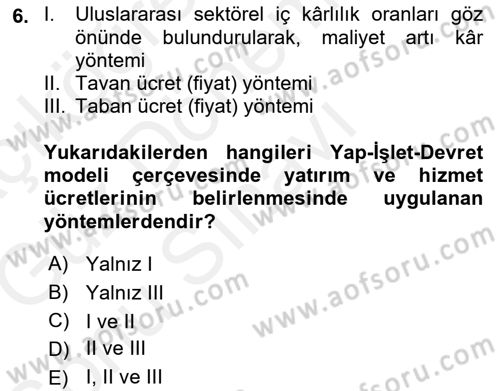 Enerji Yönetimi ve Politikaları Dersi 2018 - 2019 Yılı (Final) Dönem Sonu Sınav Soruları 6. Soru