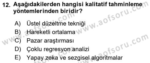Enerji Yönetimi ve Politikaları Dersi 2018 - 2019 Yılı Yaz Okulu Sınav Soruları 12. Soru