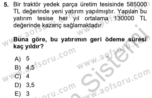 Enerji Yönetimi ve Politikaları Dersi 2018 - 2019 Yılı Yaz Okulu Sınav Soruları 5. Soru