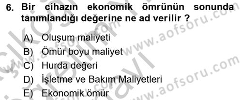 Enerji Yönetimi ve Politikaları Dersi 2018 - 2019 Yılı Yaz Okulu Sınav Soruları 6. Soru