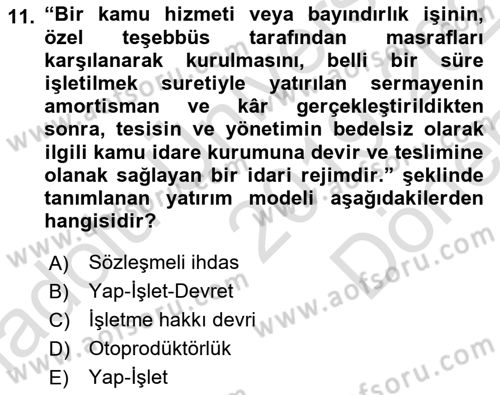 Enerji Yönetimi ve Politikaları Dersi 2019 - 2020 Yılı (Final) Dönem Sonu Sınav Soruları 11. Soru
