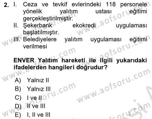 Enerji Yönetimi ve Politikaları Dersi 2019 - 2020 Yılı (Final) Dönem Sonu Sınav Soruları 2. Soru