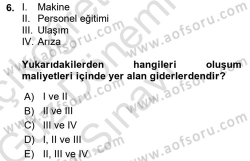 Enerji Yönetimi ve Politikaları Dersi 2019 - 2020 Yılı (Final) Dönem Sonu Sınav Soruları 6. Soru