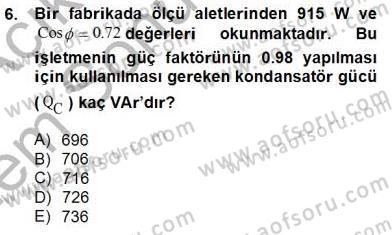 Elektrik Tesisat Planları Dersi 2012 - 2013 Yılı (Final) Dönem Sonu Sınav Soruları 6. Soru