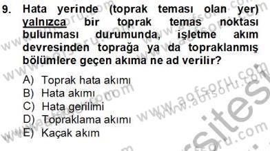 Elektrik Tesisat Planları Dersi 2012 - 2013 Yılı (Final) Dönem Sonu Sınav Soruları 9. Soru