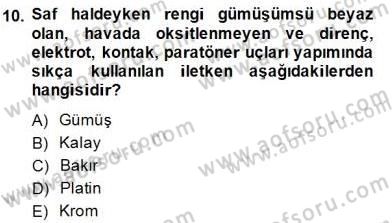 Elektrik Tesisat Planları Dersi 2014 - 2015 Yılı (Vize) Ara Sınav Soruları 10. Soru
