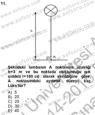 Elektrik Tesisat Planları Dersi 2014 - 2015 Yılı (Vize) Ara Sınav Soruları 11. Soru