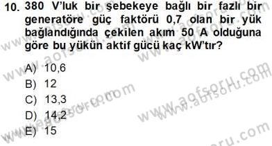 Elektrik Tesisat Planları Dersi 2014 - 2015 Yılı (Final) Dönem Sonu Sınav Soruları 10. Soru
