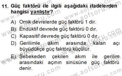 Elektrik Tesisat Planları Dersi 2014 - 2015 Yılı (Final) Dönem Sonu Sınav Soruları 11. Soru